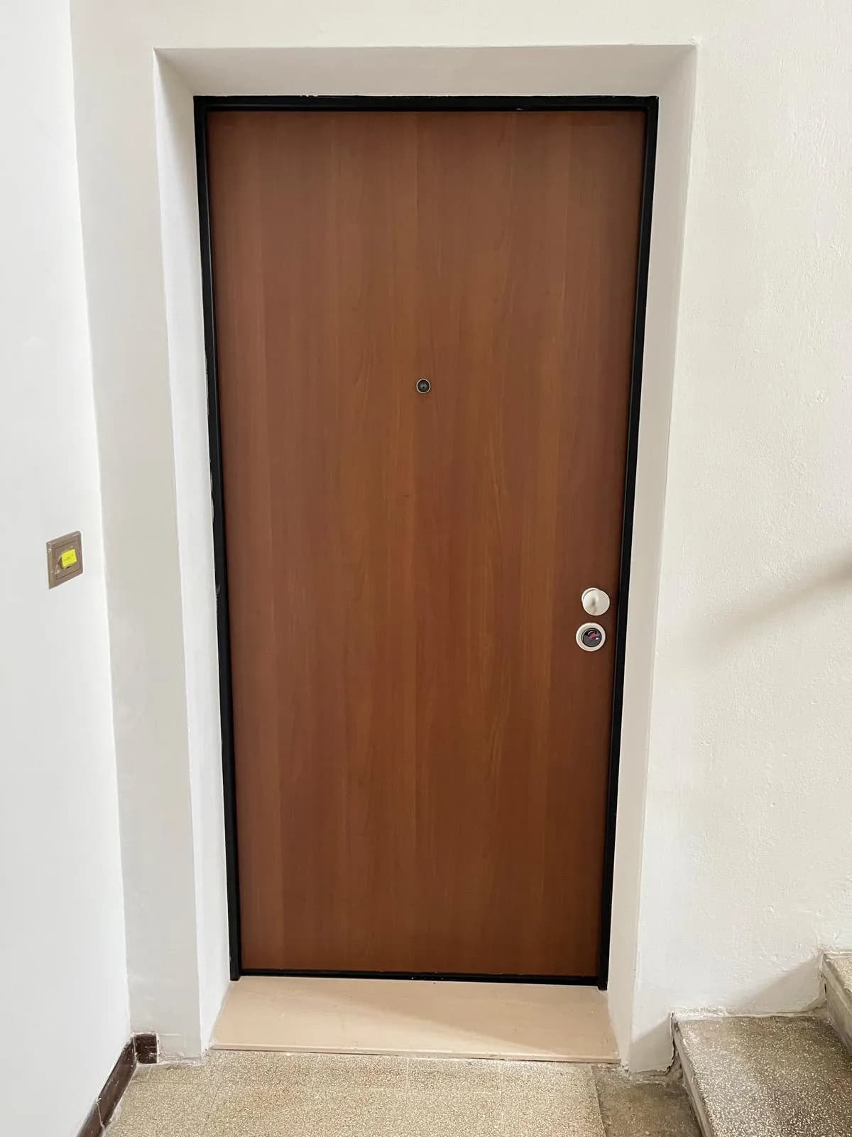 Porta blindata con pannello noce